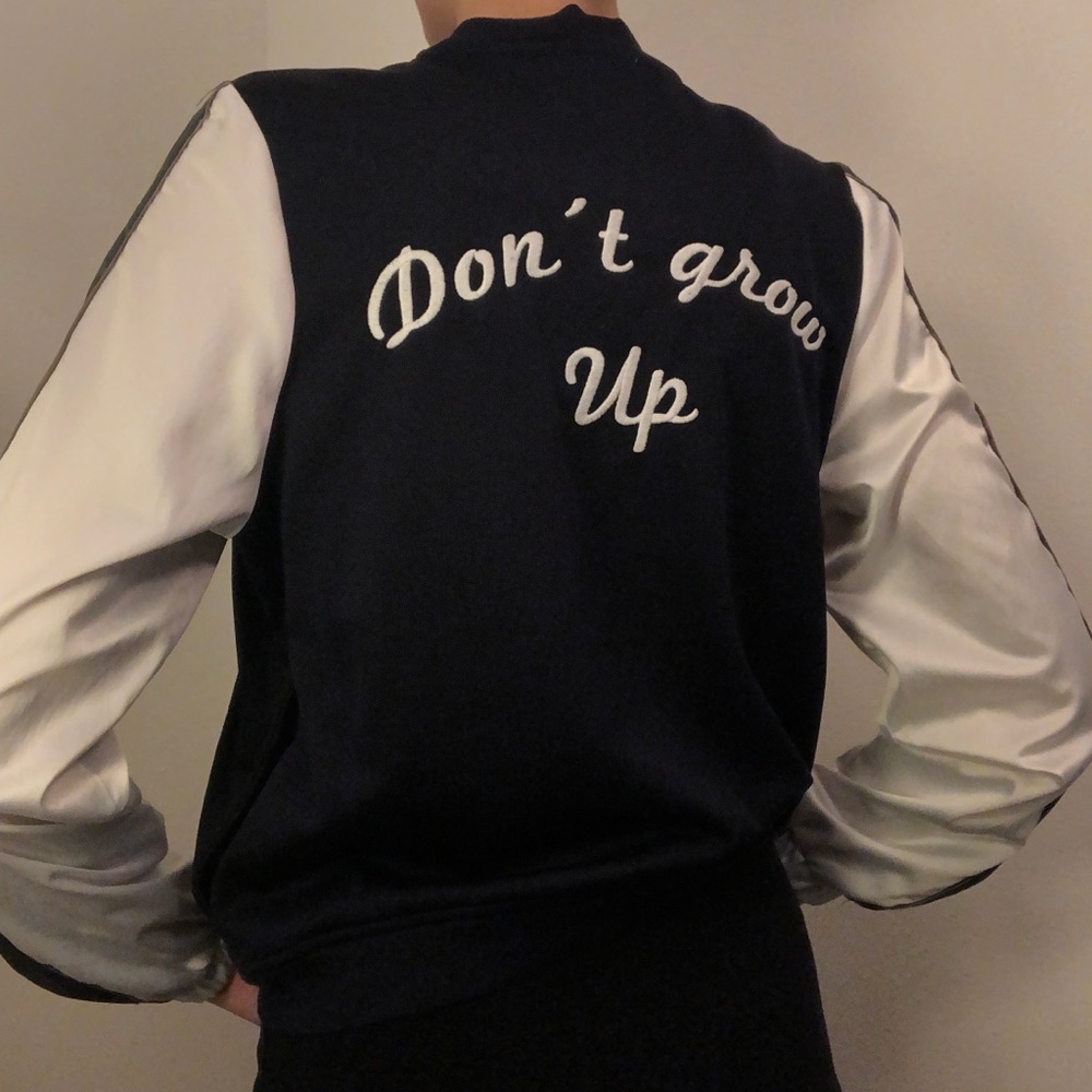 Zara “Don’t Grow Up” Blue Varisty Jacket